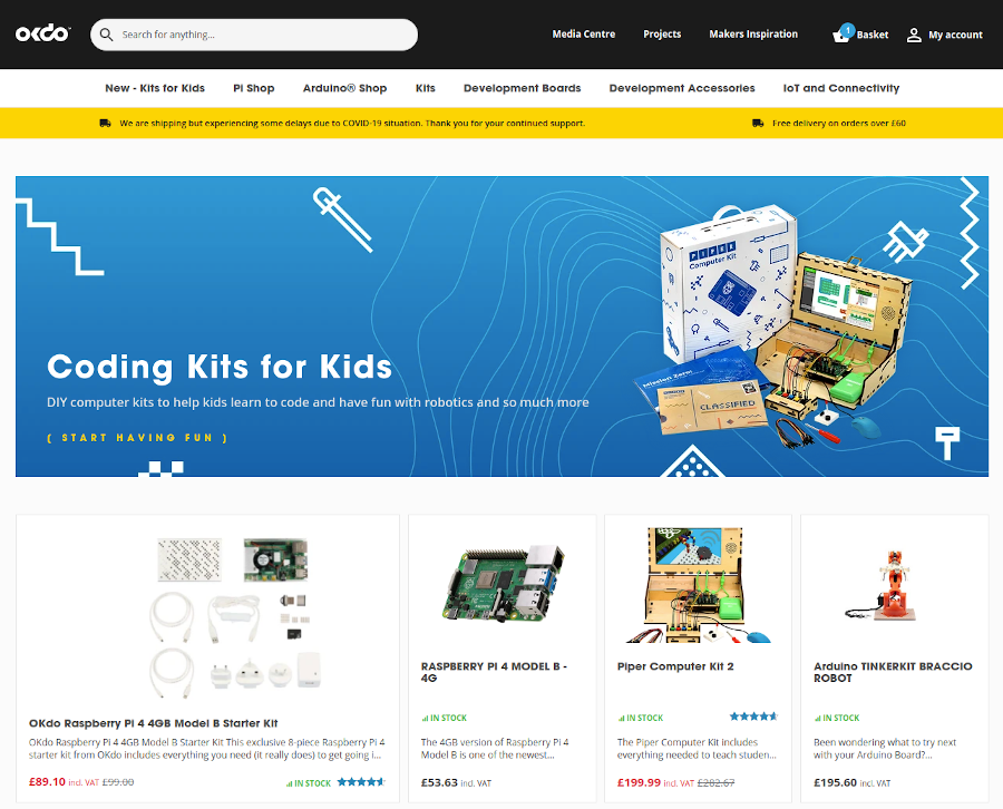 We helped building several integration parts for Okdo, an IOT hardware marketplace including payment, mailout, 